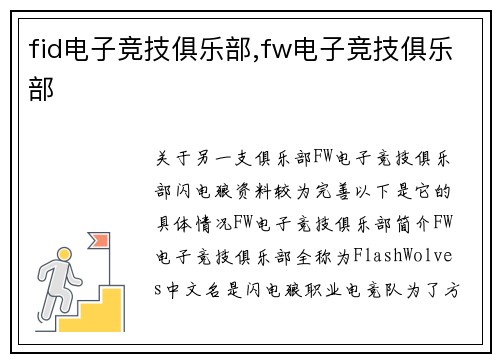 fid电子竞技俱乐部,fw电子竞技俱乐部